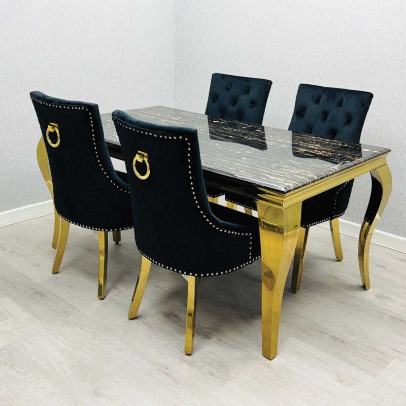 Sofia Black & Gold Dining Table – All Sizes - Image 2