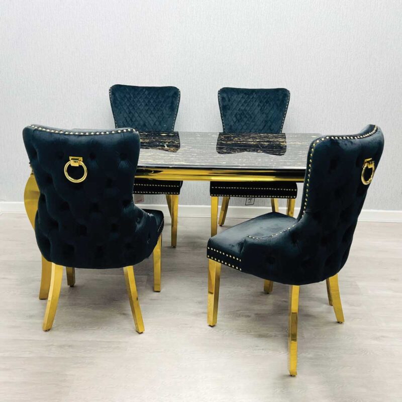 Sofia Black & Gold Dining Table – All Sizes