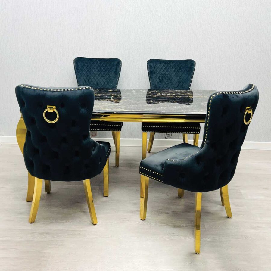 Sofia Black & Gold Dining Table – All Sizes