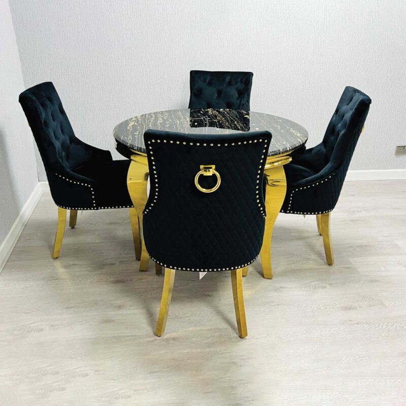 Sofia Black & Gold Dining Table – All Sizes - Image 3