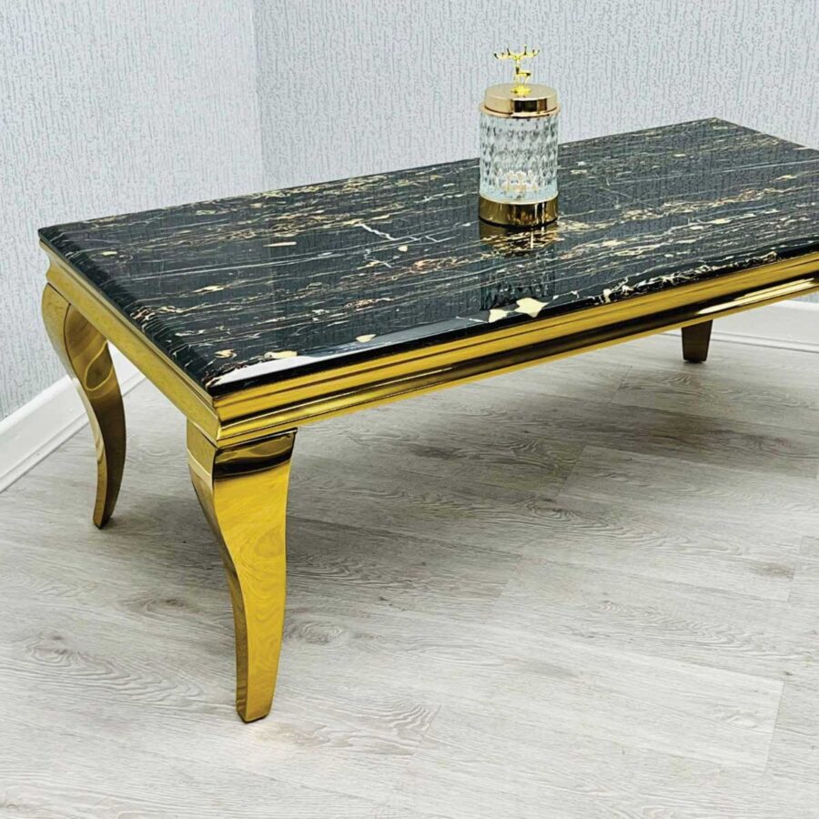 Sofia Black & Gold Marble Coffee Table