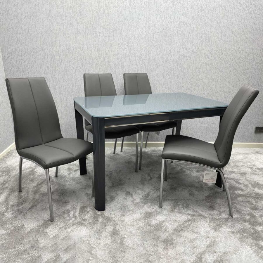 Morano Dining Set Grey with 4 Grey Carlo Chairs