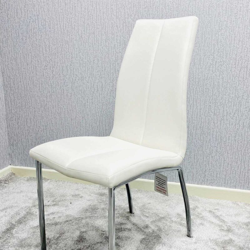Morano Dining Set White with 4 White Carlo Chairs - Image 2