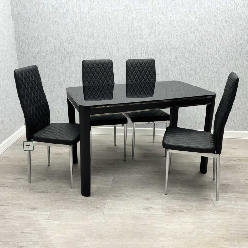 Morano Black Glass Table with California Chairs