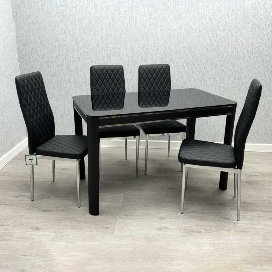 Morano Black Glass Table with California Chairs