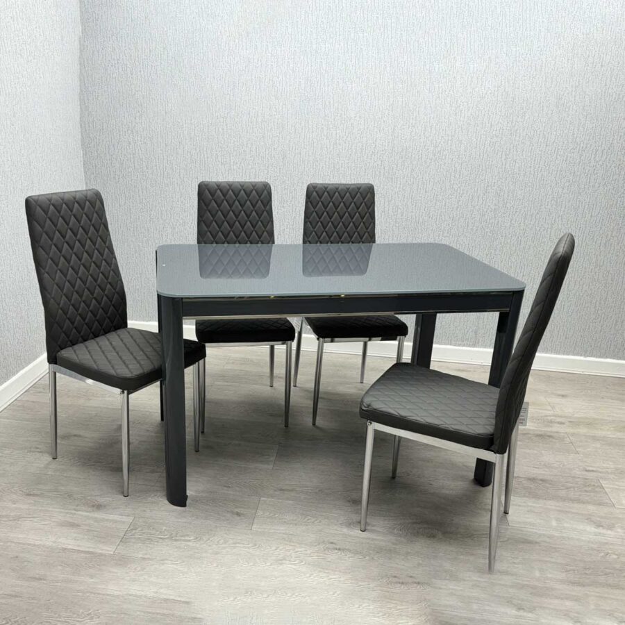 Morano Grey Glass Table with California Chairs