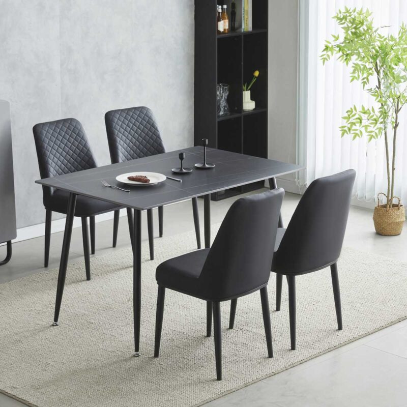 Oxford Ceramic Black Dining Table 1.2m & 4 Chairs