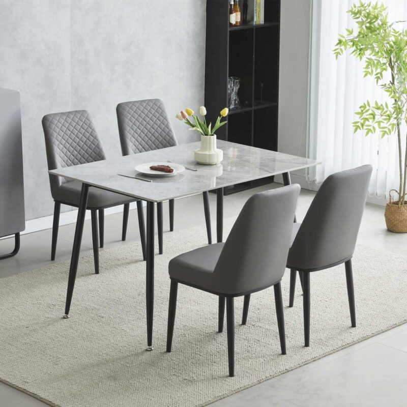 Oxford Ceramic Grey Dining Table 1.2m & 4 Chairs