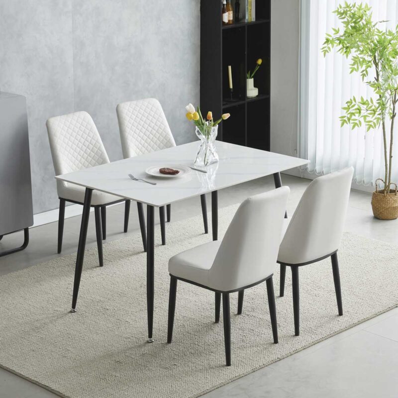 Oxford Ceramic White Dining Table 1.2m & 4 Chairs