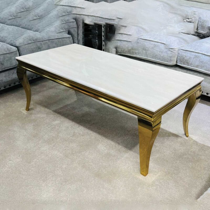 Sofia Cream & Gold Frame Marble Coffee Table