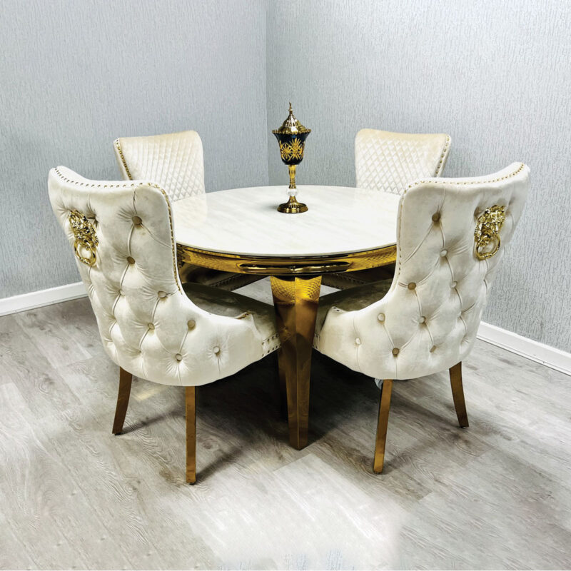 Sofia Cream & Gold Marble Table – All Sizes - Image 4