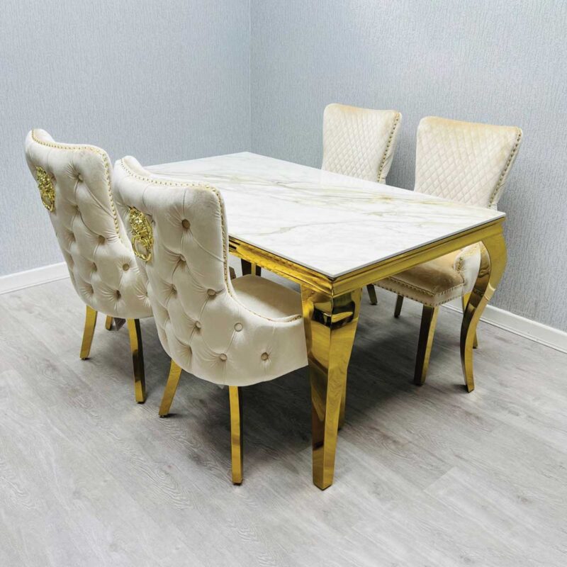 Sofia Cream & Gold Marble Table – All Sizes