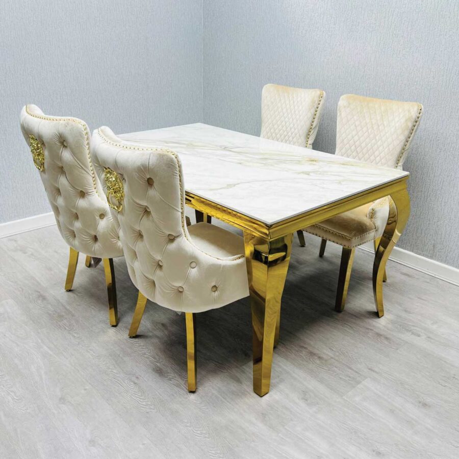 Sofia Cream & Gold Marble Table – All Sizes