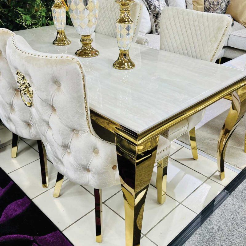 Sofia Cream & Gold Marble Table – All Sizes - Image 2