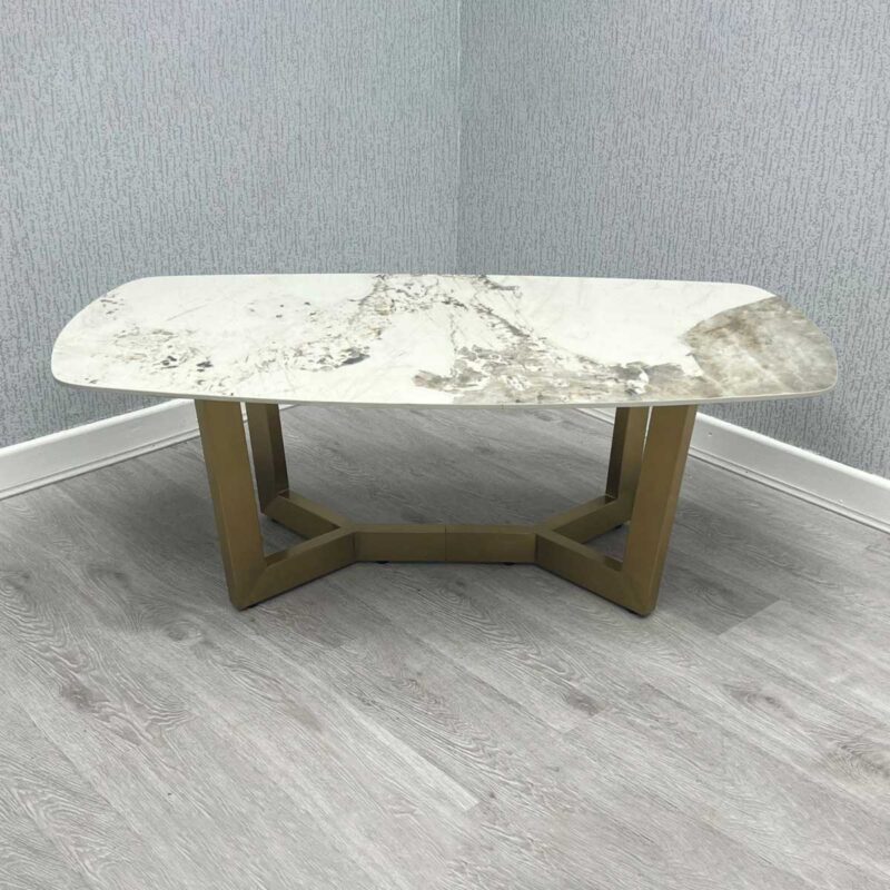 Sorrento Oval Ceramic Gold Coffee Table