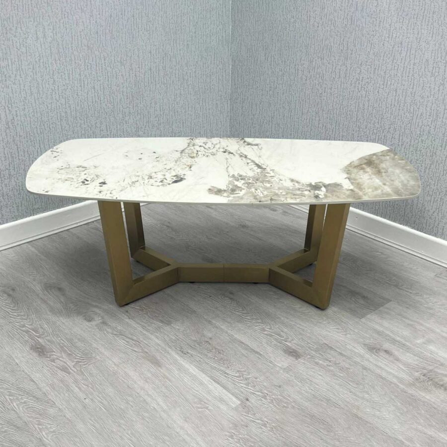 Sorrento Oval Ceramic Gold Coffee Table