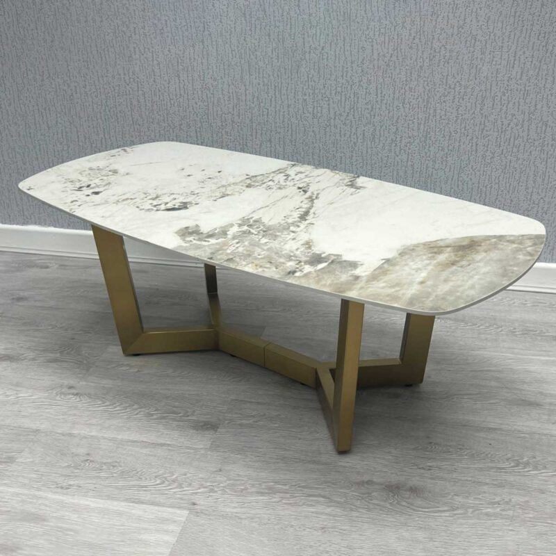 Sorrento Oval Ceramic Gold Coffee Table - Image 2