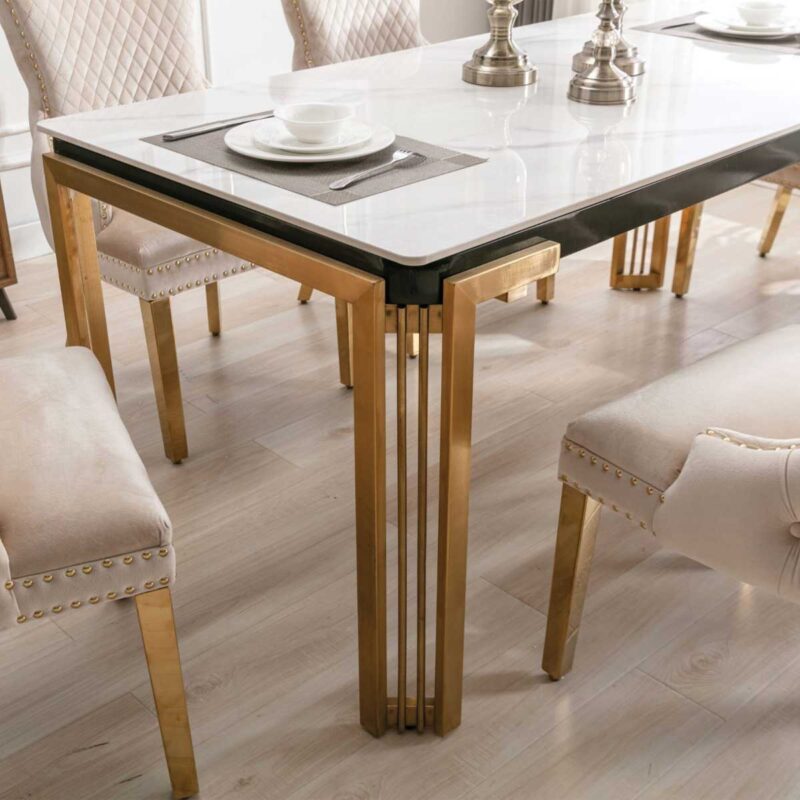 Sorrento Oval 150cm Ceramic Gold Table - Image 3