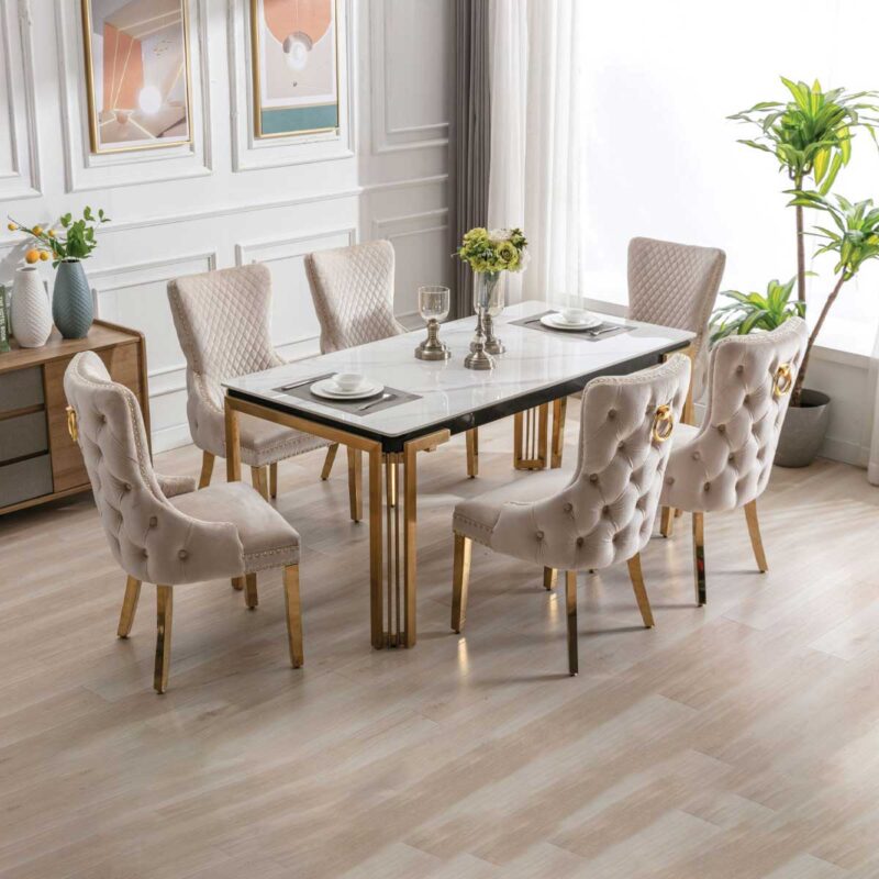 Sorrento Rectangle 180cm Ceramic Gold Table