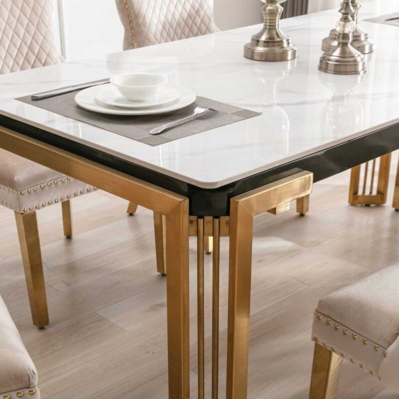 Sorrento Rectangle 180cm Ceramic Gold Table - Image 3