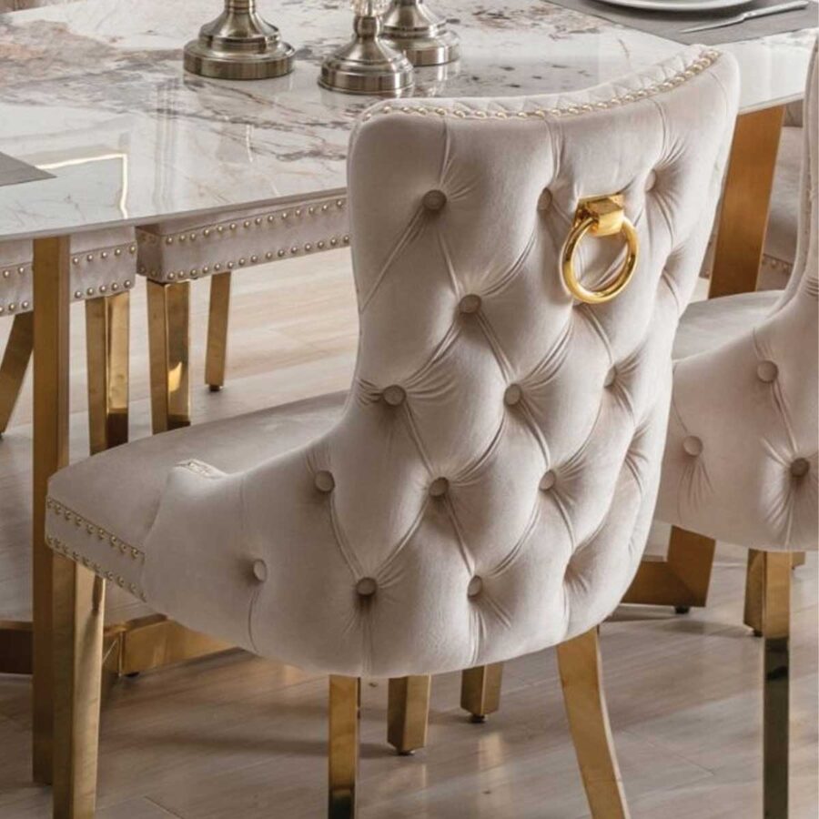 Victoria Cream & Gold Ring Knocker Chair