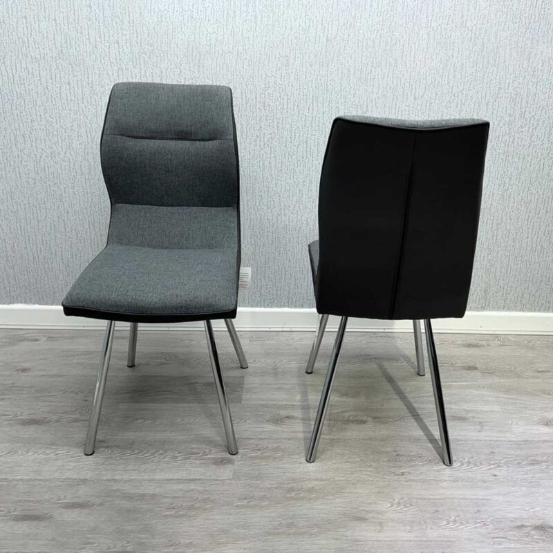Zermatt Dining Chair (Grey PU with Grey Fabric) - Image 3