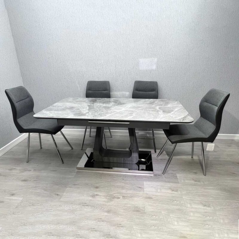 Zermatt Extendable Dining Table(160 – 200) (Grey Ceramic) with 6 Zermatt Chairs - Image 3