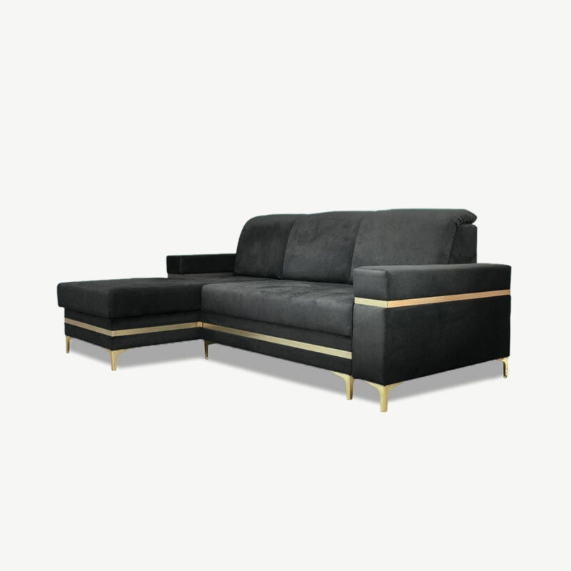 Florence Grey Gold Corner Sofa Bed - Image 2