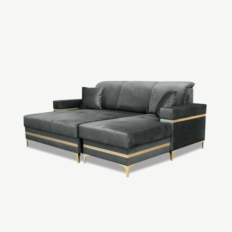 Florence Grey Gold Corner Sofa Bed - Image 4