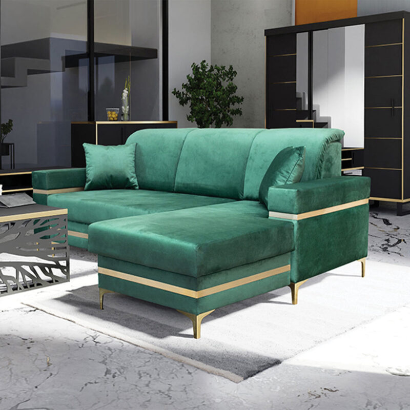 Florence Grey Gold Corner Sofa Bed - Image 7