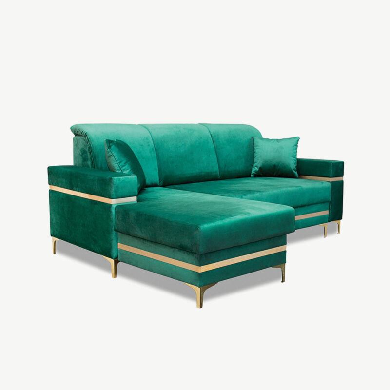 Florence Grey Gold Corner Sofa Bed - Image 9