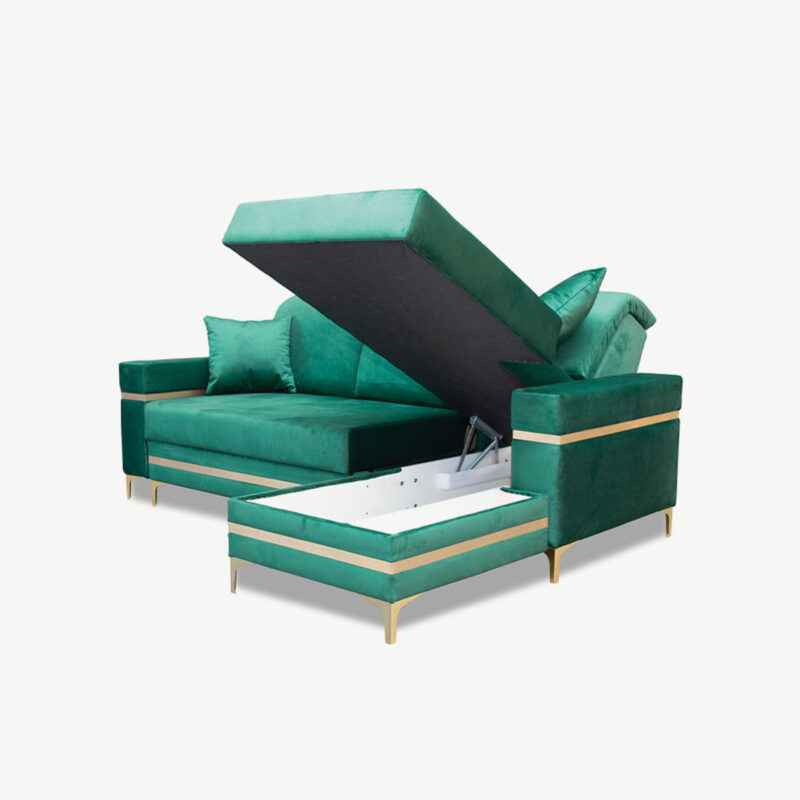 Florence Grey Gold Corner Sofa Bed - Image 10