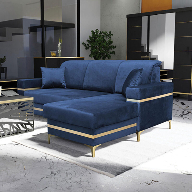 Florence Grey Gold Corner Sofa Bed - Image 12