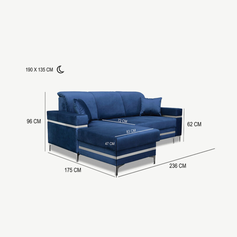 Florence Grey Gold Corner Sofa Bed - Image 15