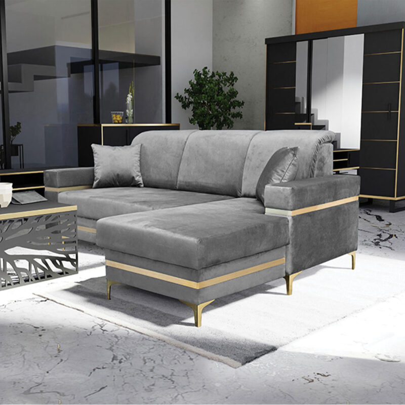 Florence Grey Gold Corner Sofa Bed - Image 16