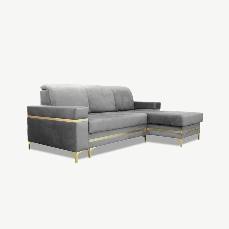 Florence Grey Gold Corner Sofa Bed - Image 18