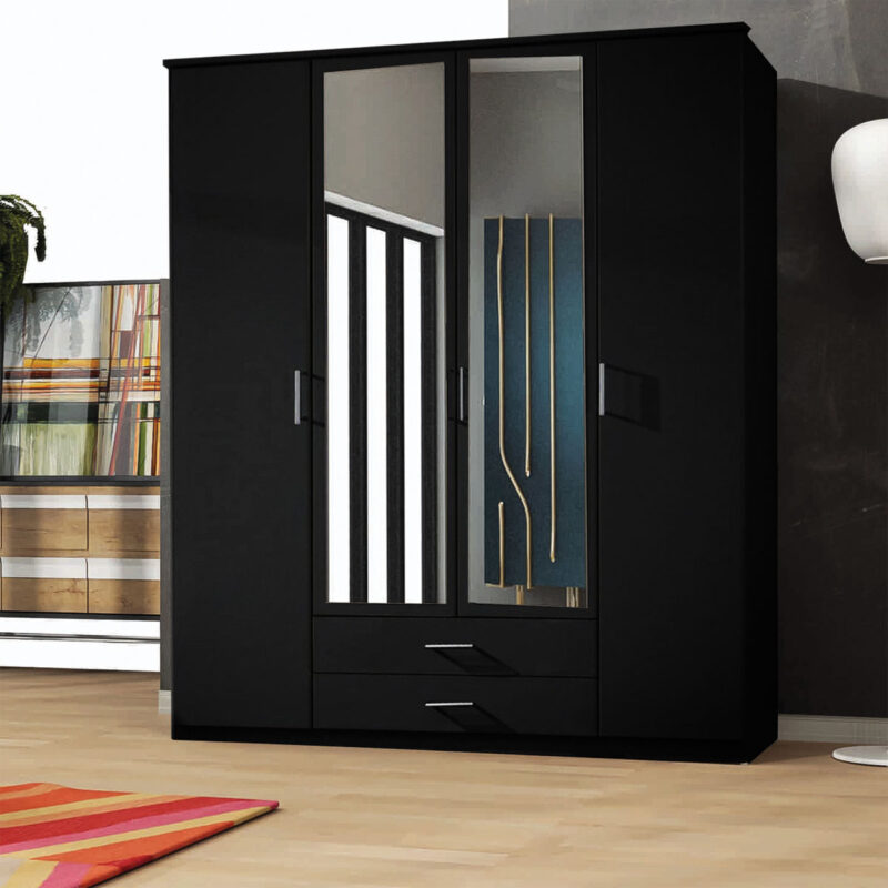 LONDON WARDROBE BLACK, WHITE AND OAK - Image 2