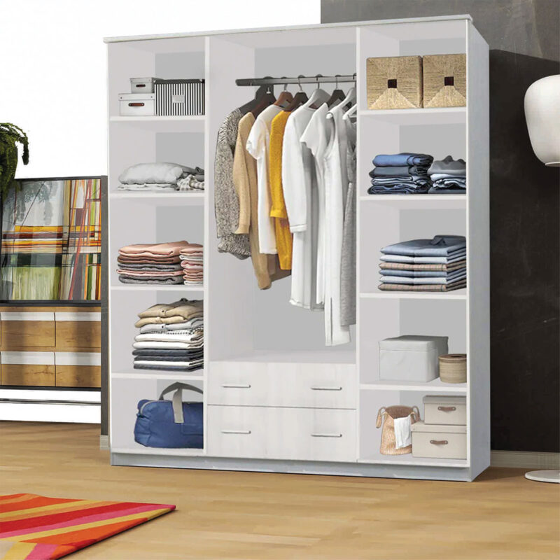 LONDON WARDROBE BLACK, WHITE AND OAK - Image 4