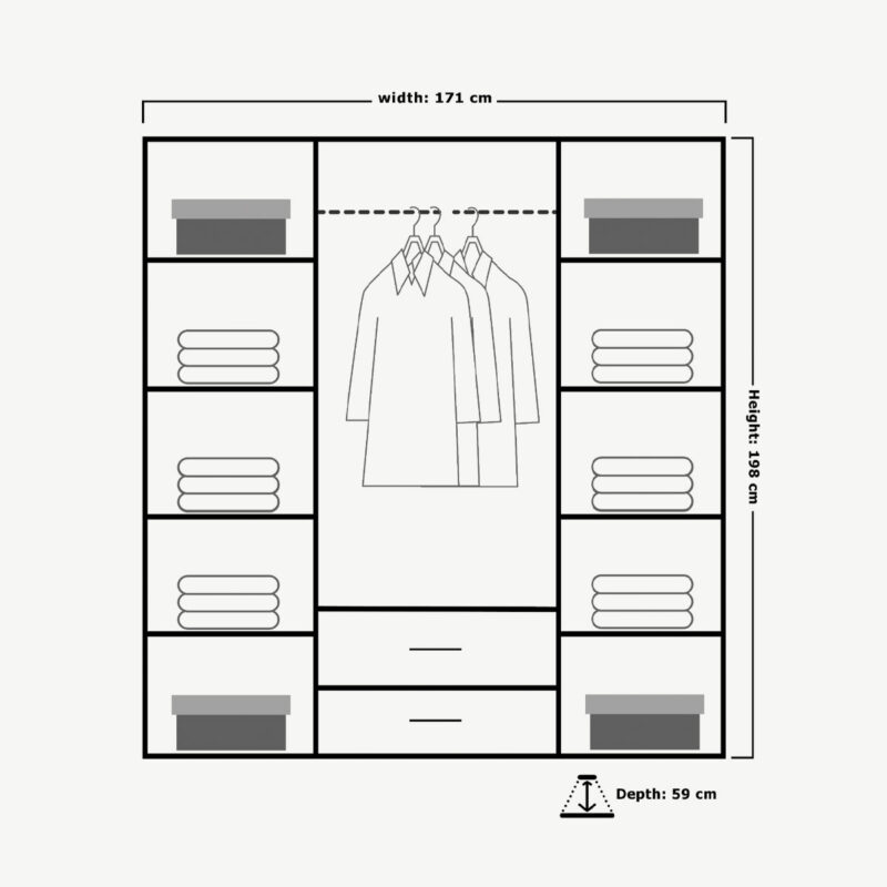 LONDON WARDROBE BLACK, WHITE AND OAK - Image 5