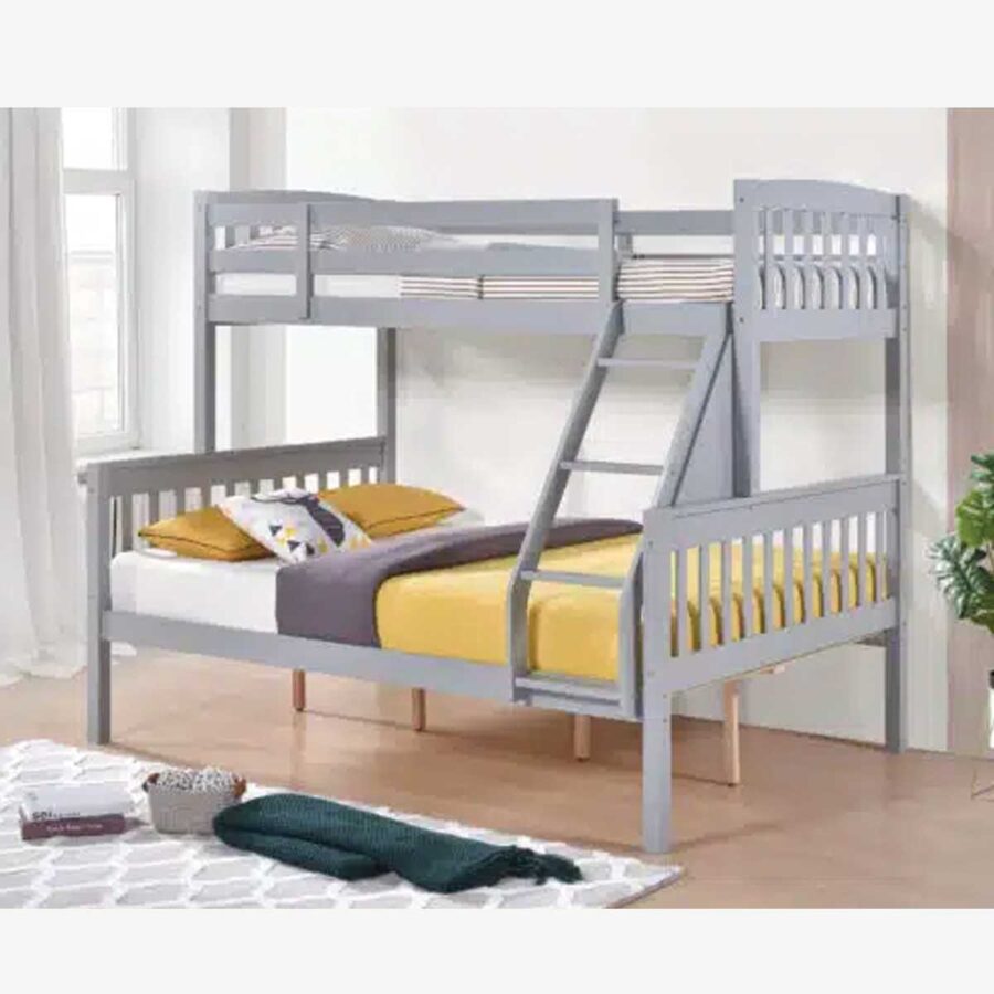 Ashbrook Solid Wood Triple Bunk Bed Grey