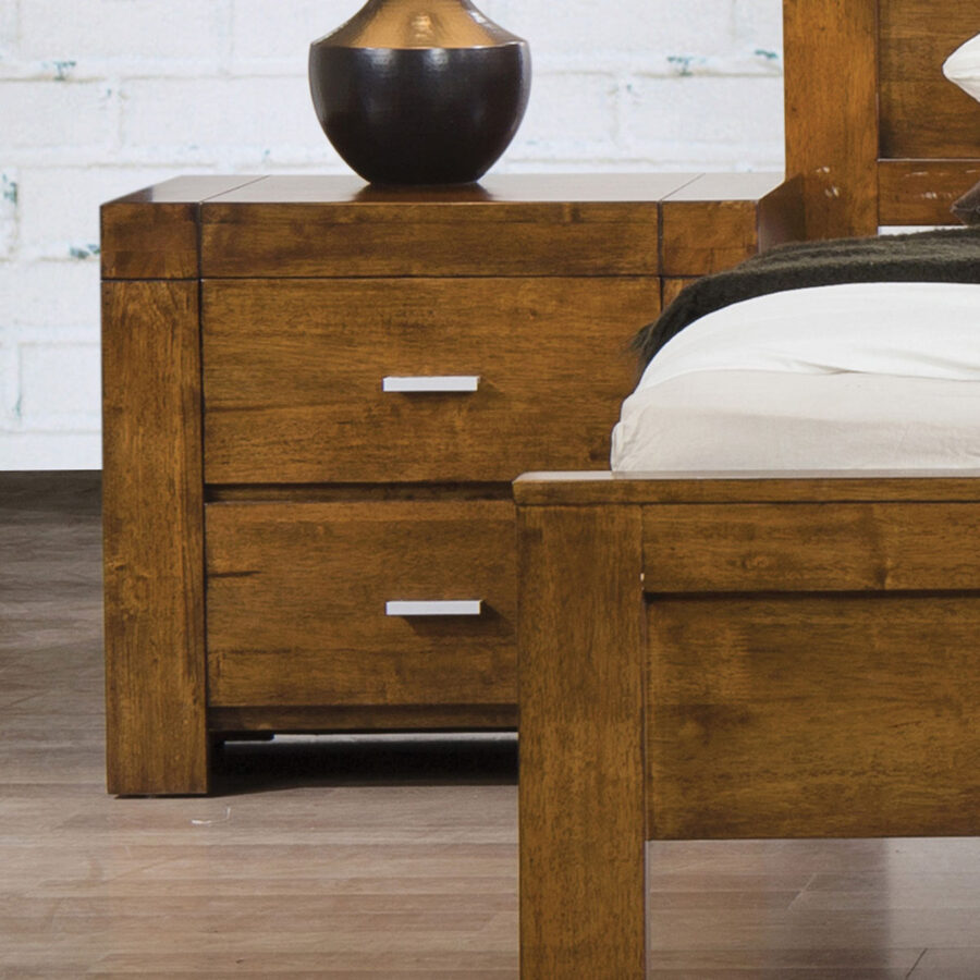 California Nightstand Solid Rubberwood Rustic Oak