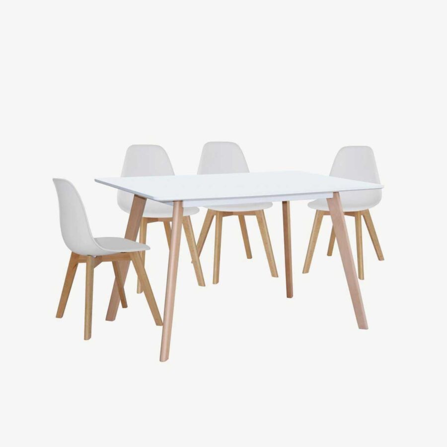 Belgium Medium Dining Table White with Beech legs