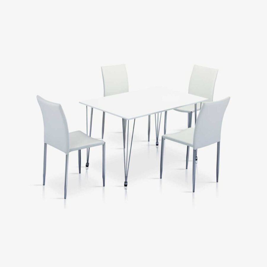 Iris High Gloss Dining Table White & Chrome