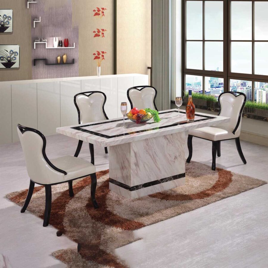 Calgary Marble Dining Table with Marble Base